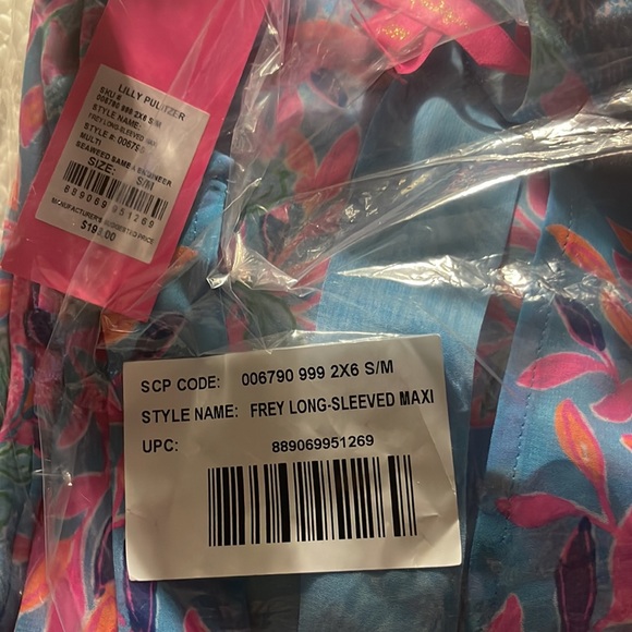 NWT Lilly Pulitzer Frey Long sleeved maxi multi seaweed Samba engineer dress S/M - Picture 14 of 14